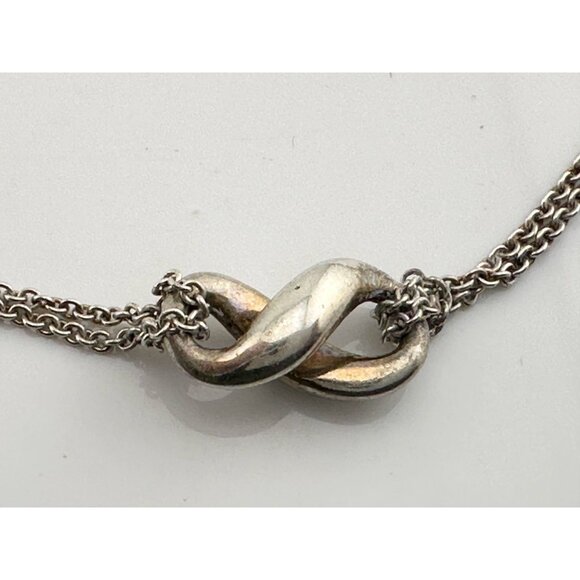 Tiffany & Co Thick Infinity Double Chain Pendant and Necklace in Sterling SIlver